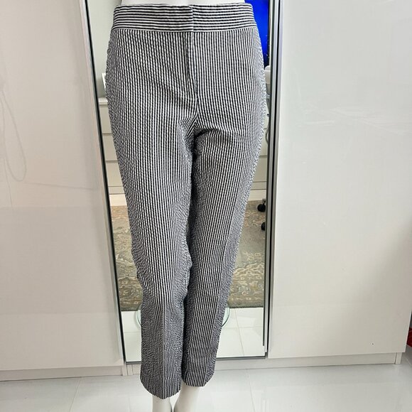 Ann Taylor Devin Ankle Pant in Seersucker Stretch Blue SZ 6 - Picture 5 of 13